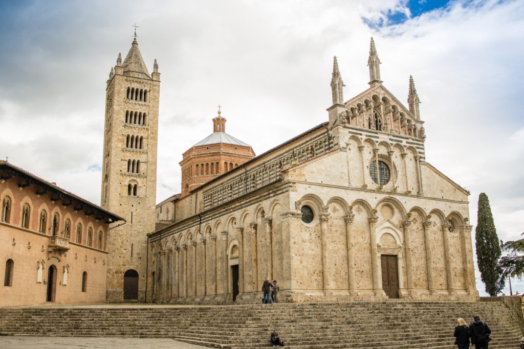 Romanesque façade of Cattedrale di San Cerbone in Massa Marittima, one of the best places to visit in Tuscany